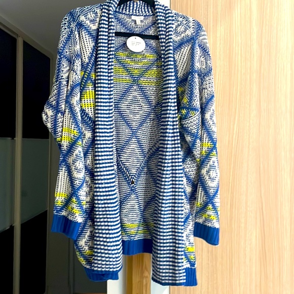 NWT blue yellow oversized sweater sz S comfy and sexy - Picture 2 of 5